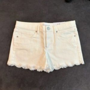White LOFT Denim Shorts Scalloped Hem